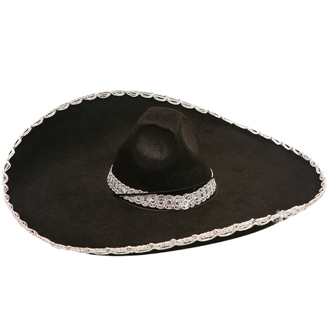 Kids Mexican Mariachi Black and Silver Sombrero Hat