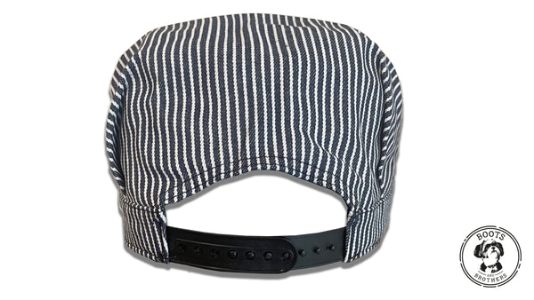 Blue Hickory Striped Train Conductor Engineer Hat
