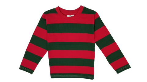 Mens Red & Green Nightmare on the Street Striped T-Shirt Costume