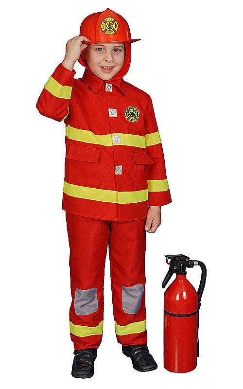 Boys Red Fire Fighter Costume - HalloweenCostumes4U.com - Kids Costumes