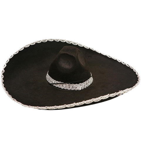Kids Mexican Mariachi Black and Silver Sombrero Hat - HalloweenCostumes4U.com - Costume Props & Accessories