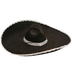Kids Mexican Mariachi Black and Silver Sombrero Hat