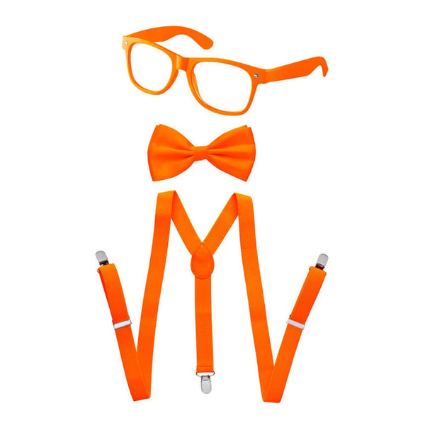 Toddlers Neon Suspender, Bowtie, & Glasses Accessory Set