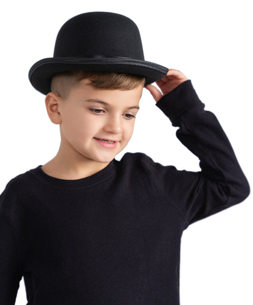 Kids Black Derby Bowler Hat