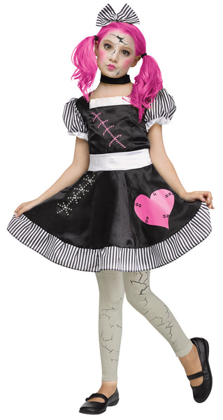 Girls Broken Goth Doll Costume