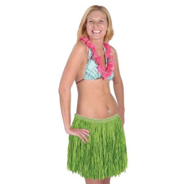 Adults Green Grass Mini Hula Skirt