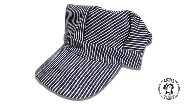 Blue Hickory Striped Train Conductor Hat