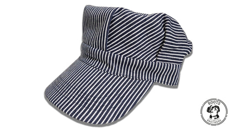 Blue Hickory Striped Train Conductor Engineer Hat