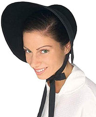 Black Colonial Felt Bonnet Costume Hat