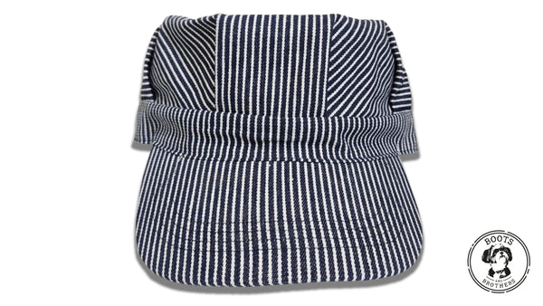 Blue Hickory Striped Train Conductor Hat