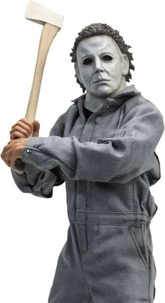 Michael Myers Halloween 6 12-inch action figure collectible wearing a gray coverall and a white mask holding an axe 