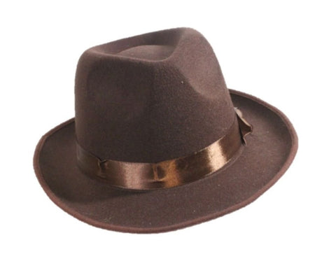 Deluxe Brown Fedora Hat Costume Accessory - HalloweenCostumes4U.com - Costume Props & Accessories