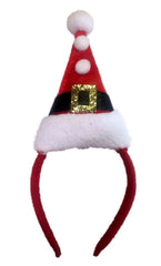 Mini Santa Hat With Pom Poms Headband Costume Accessory