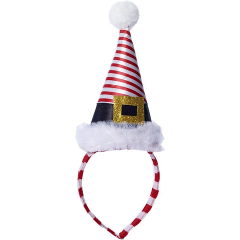 Striped Mini Santa Hat Headband Costume Accessory - HalloweenCostumes4U.com - Costume Props & Accessories