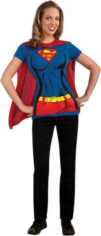 Womens Supergirl T-Shirt and Cape Set - HalloweenCostumes4U.com - Adult Costumes
