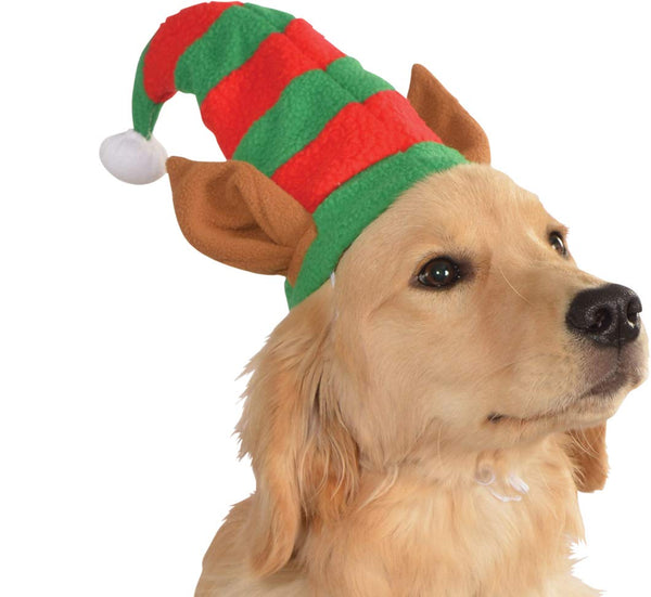 Pets Christmas Elf Hat with Ears Costume Accessory - HalloweenCostumes4U.com - Pet Costumes & Accessories