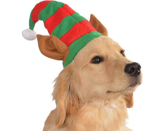 Pets Christmas Elf Hat with Ears Costume Accessory - HalloweenCostumes4U.com - Pet Costumes & Accessories
