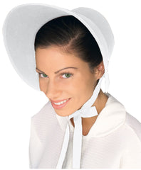 White Felt Bonnet Costume Accessory