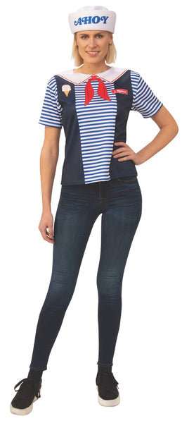 Womens Stranger Things Robin's Scoops Ahoy Uniform Costume Top - HalloweenCostumes4U.com - Adult Costumes