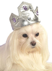 Pets Silver Tiara with Purple Stones Costume Hat Accessory