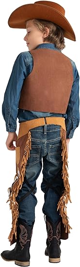Kids Brown Cowboy Cowgirl Chaps and Vest