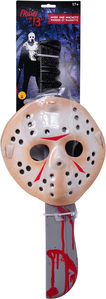 Friday the 13th Jason Voorhees Mask and Machete Kit - HalloweenCostumes4U.com - Costume Props & Accessories