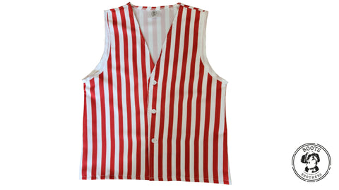 Adults Red & White Striped Vest