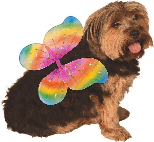 Accessoire de costume d'ailes de fée arc-en-ciel pour animaux de compagnie