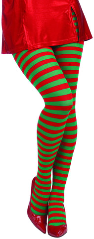 Red and Green Christmas Striped Tights - HalloweenCostumes4U.com - Costume Props & Accessories