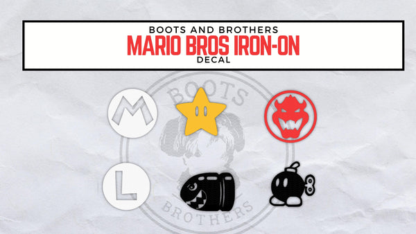 Nintendo Super Mario Bros Iron-on Decals (Mario, Luigi, Bowser, Da-bomb, Star, and Bullet Bill)