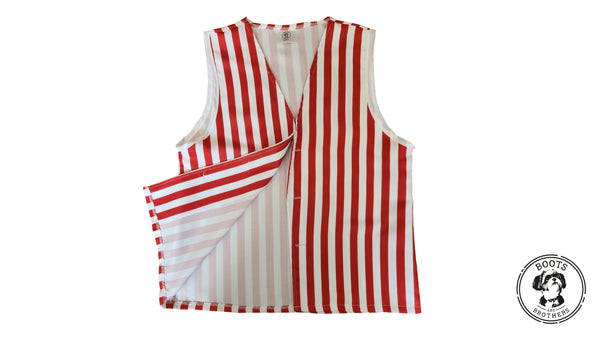 Adults Red & White Striped Vest