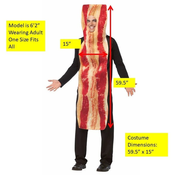 Adults Bacon Costume size chart and measurements