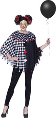 Adults Black and White Clown Costume Poncho