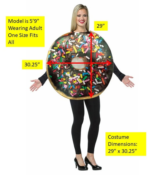Adults Chocolate Donut with Sprinkles Costume size chart and measurements