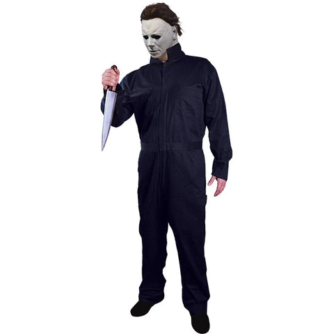 Adults Halloween 1978 Michael Myers Coveralls Jumpsuit Costume
Features screen-accurate navy-blue coveralls with a loose, functional fit, long sleeves, front zipper closure, and right chest pocket flap. pictured mask and knife available separately