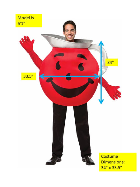 Size chart and measurements for the Adults Kool Aid Guy Costume