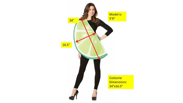 Size and measurements of Adults Lime Slice Costume