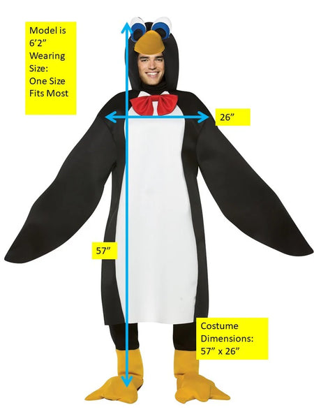 Adults Penguin Costume size chart and measurements
