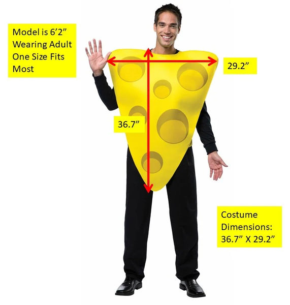 Adults Slice of Cheese Costume size chart and measurements