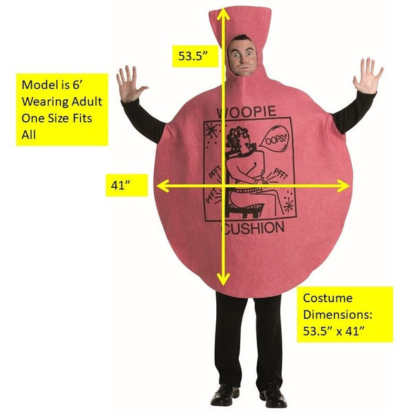 Adults Whoopee Cushion Costume size chart and measurements