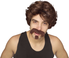 Big John Brown Wig Moustache and Goatee Costume Accessory Set