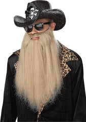 Blonde 80s Blues Rocker Costume Beard and Moustache