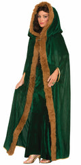 Green Medieval Faux Fur Trimmed Cape Costume Accessory