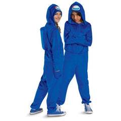Kids Among Us Blue Impostor Hooded Jumpsuit Costume