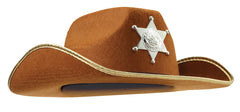 Kids Brown Cowboy Hat with Sheriff Star Badge