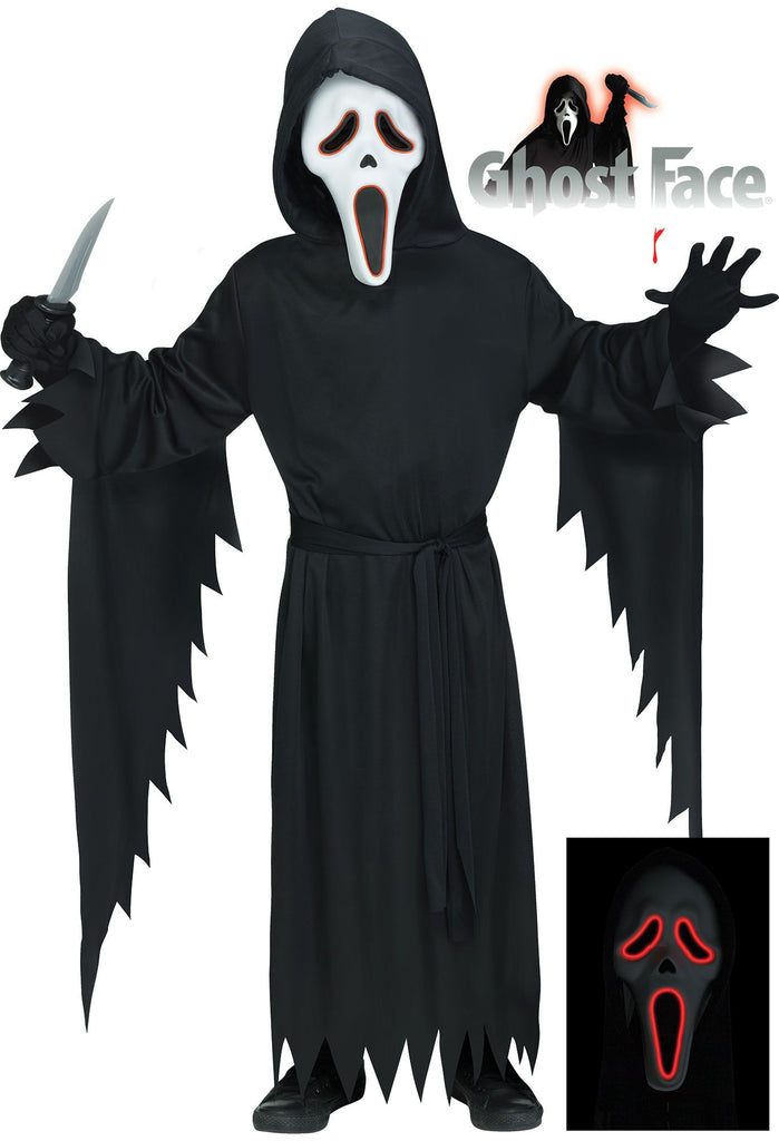 Kids Scream Electroluminescence Ghost Face Costume