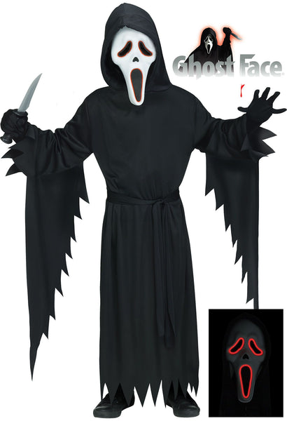 Kids Scream Electroluminescence Ghost Face Costume