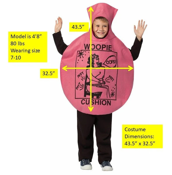 Kids Woopie Cushion Costume size chart and measurements