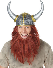 Medieval Viking Helmet and Beard Costume Hat