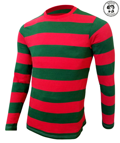 Mens Red & Green Nightmare on the Street Striped T-Shirt Costume - Boots and Brothers Costumes & Accessories - HalloweenCostumes4U.com - Adult Costumes